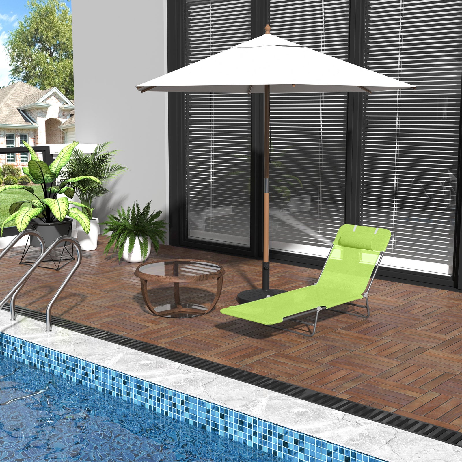 Sun Bed Chair Lounger W/ Adjustable Back | Green