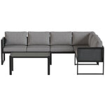 6 Seater Metal Garden Furniture Corner Sofa Set | Dark Grey