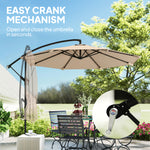 3 M Cantilever Parasol, Offset Umbrella With Cover And Wind Ropes | Khaki