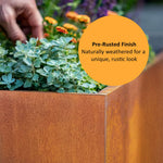 Pre Rusted Metal Planter Corten Steel Trough Planter 80cm X 40cm