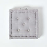 Rajput Ribbed Cotton Floor Cushion | 40cm x 40cm | Silver Grey