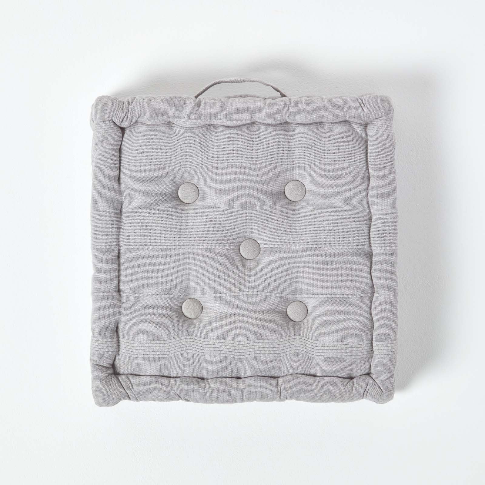 Rajput Ribbed Cotton Floor Cushion | 40cm x 40cm | Silver Grey
