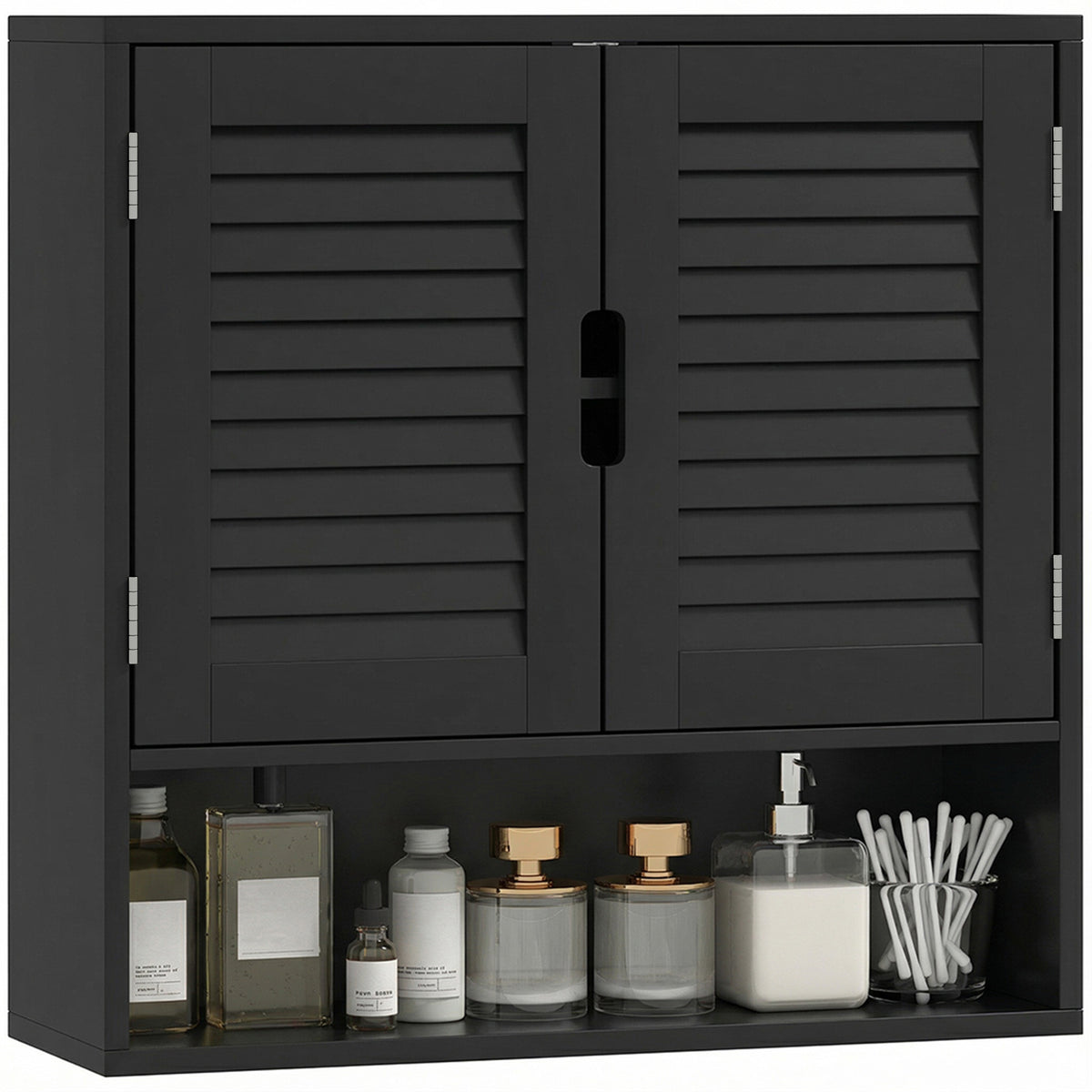 Bathroom Cabinet Wall Storage Shelves 60 X 20 X 60 Cm | Black
