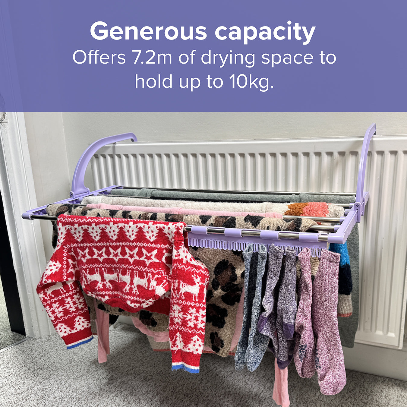 Speedi Dry Extendable Over Radiator Airer | Lilac