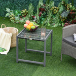 Rattan End Table Side Coffee Desk W/ Adjustable Foot Pads