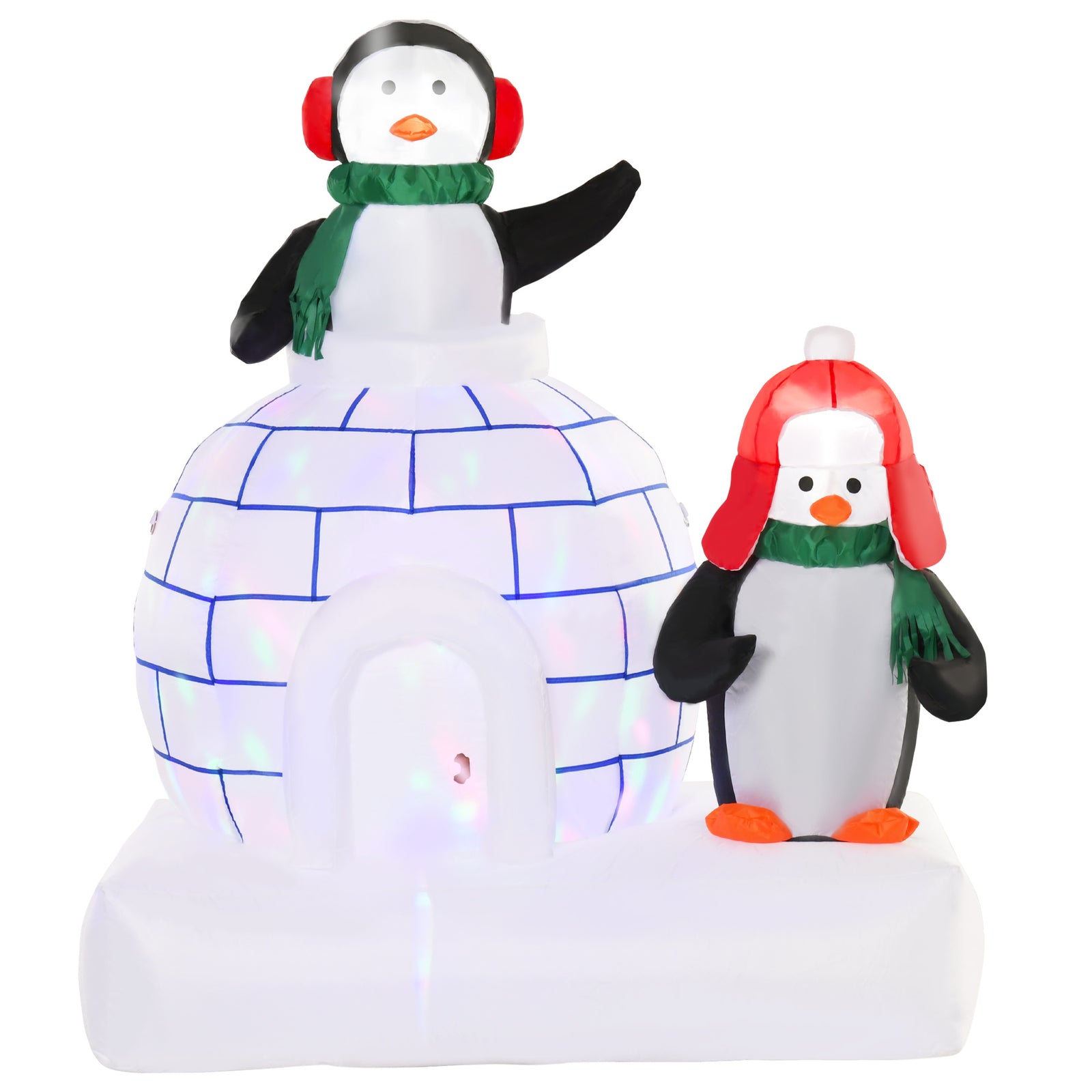 5ft Christmas Inflatable Two Penguins With Ice House