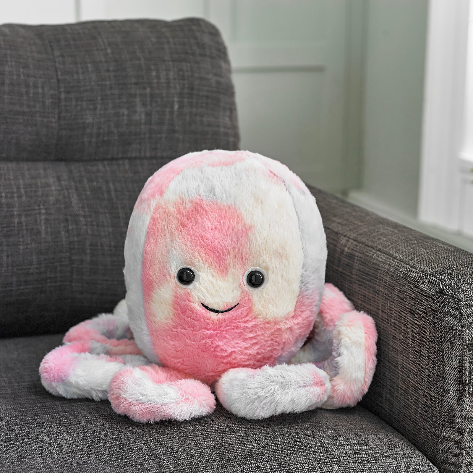 Soft Giant Handwarmer Cozy Plush Rainbow Octopus | 30cm x 30cm | Multi Colour