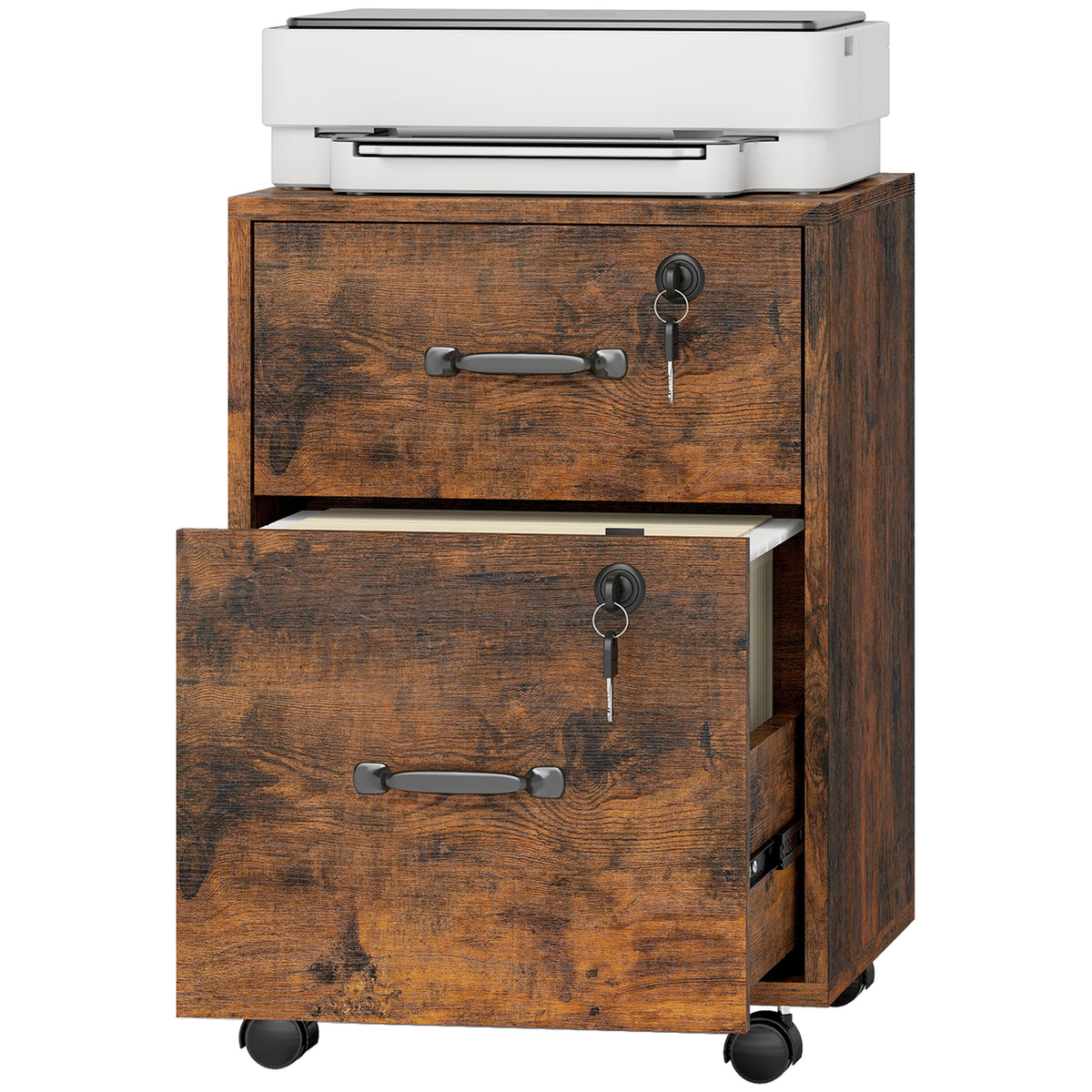 HOMCOM Roll File Cabinet With Drawer, Organiser Letter Size