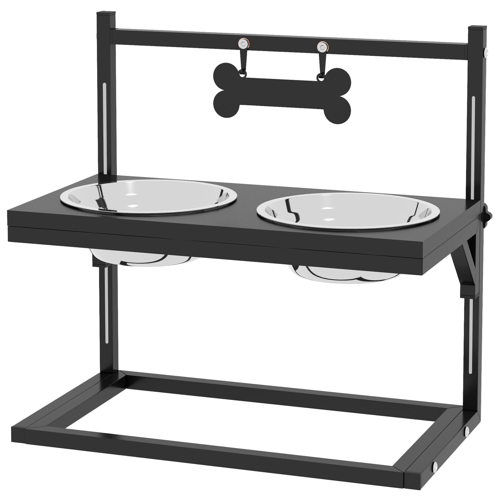 Raised Dog Bowl W/ Adjustable Height Stand, For Small Medium Large Dogs