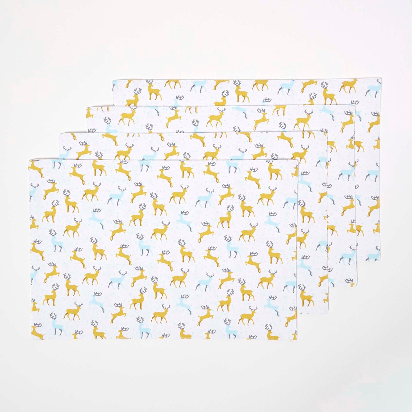 Majestic Stag Grey Christmas Placemats, Set Of 4