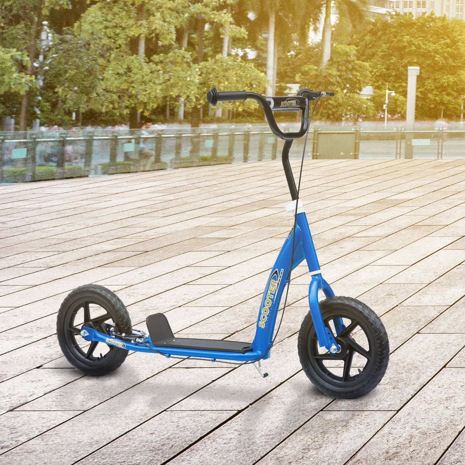 Push Scooter Teen Kids Stunt Bike Ride On With 12" Eva Tyres | Blue