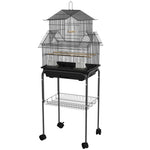 Metal Bird Cage W/ Perch, Food Container, Handle, For Finch, Canary