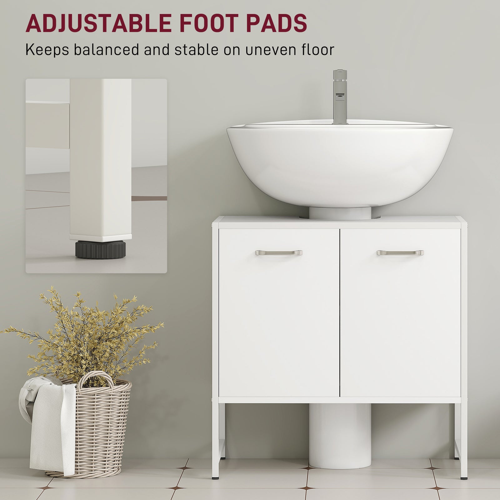 Bathroom Under Sink Cabinet For Basin Without Or With Pedestal | White