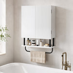 Modern Bathroom Wall Cabinet With 2 Wavy Doors | White