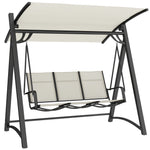 3 Seater Swing Chair, Garden Swing Bench With Adjustable Canopy | Cream