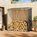 Garden Outdoor Metal Firewood Log Storage Shed | Grey