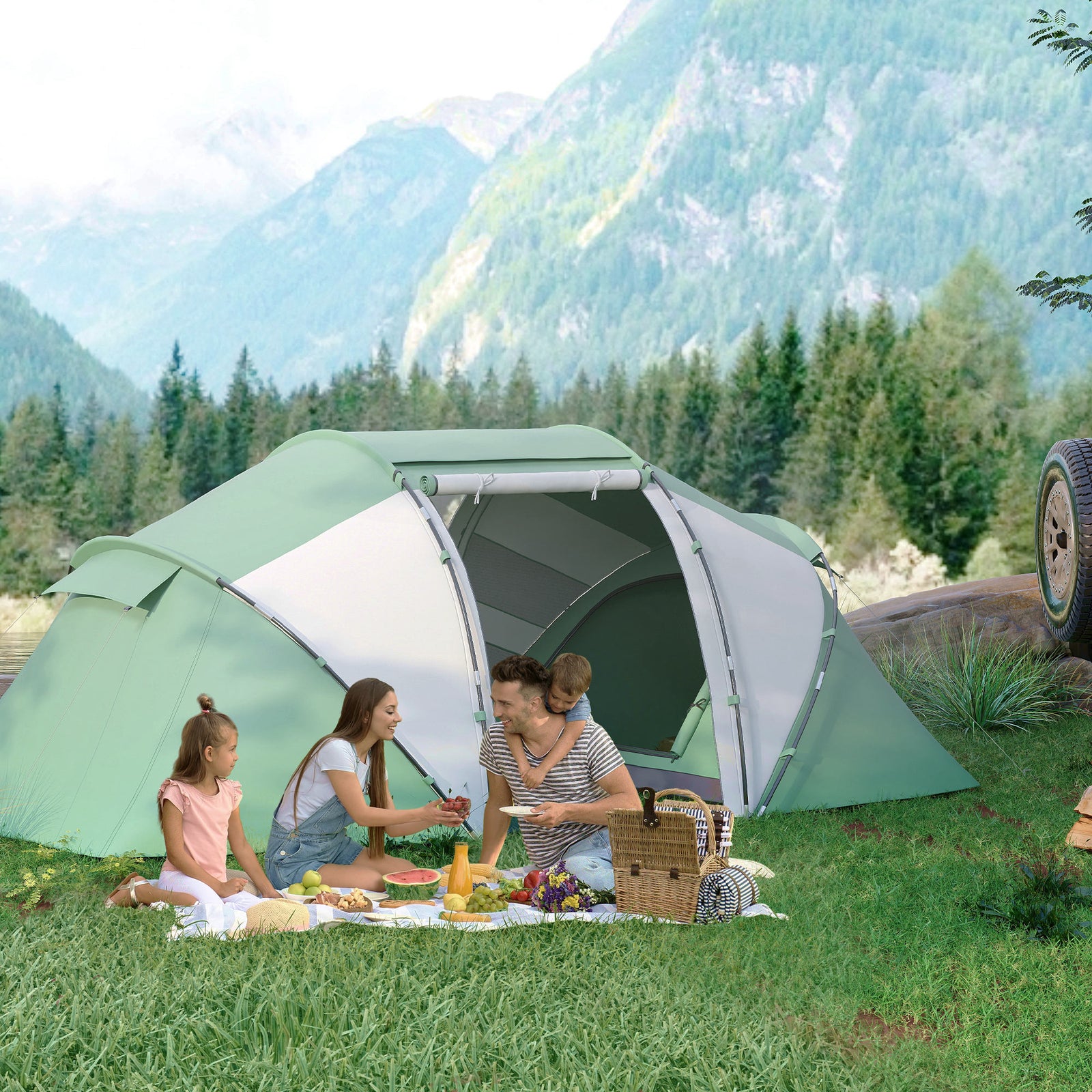 4-6 Persons Camping Tent Dome Family Travel Group Hiking | Green
