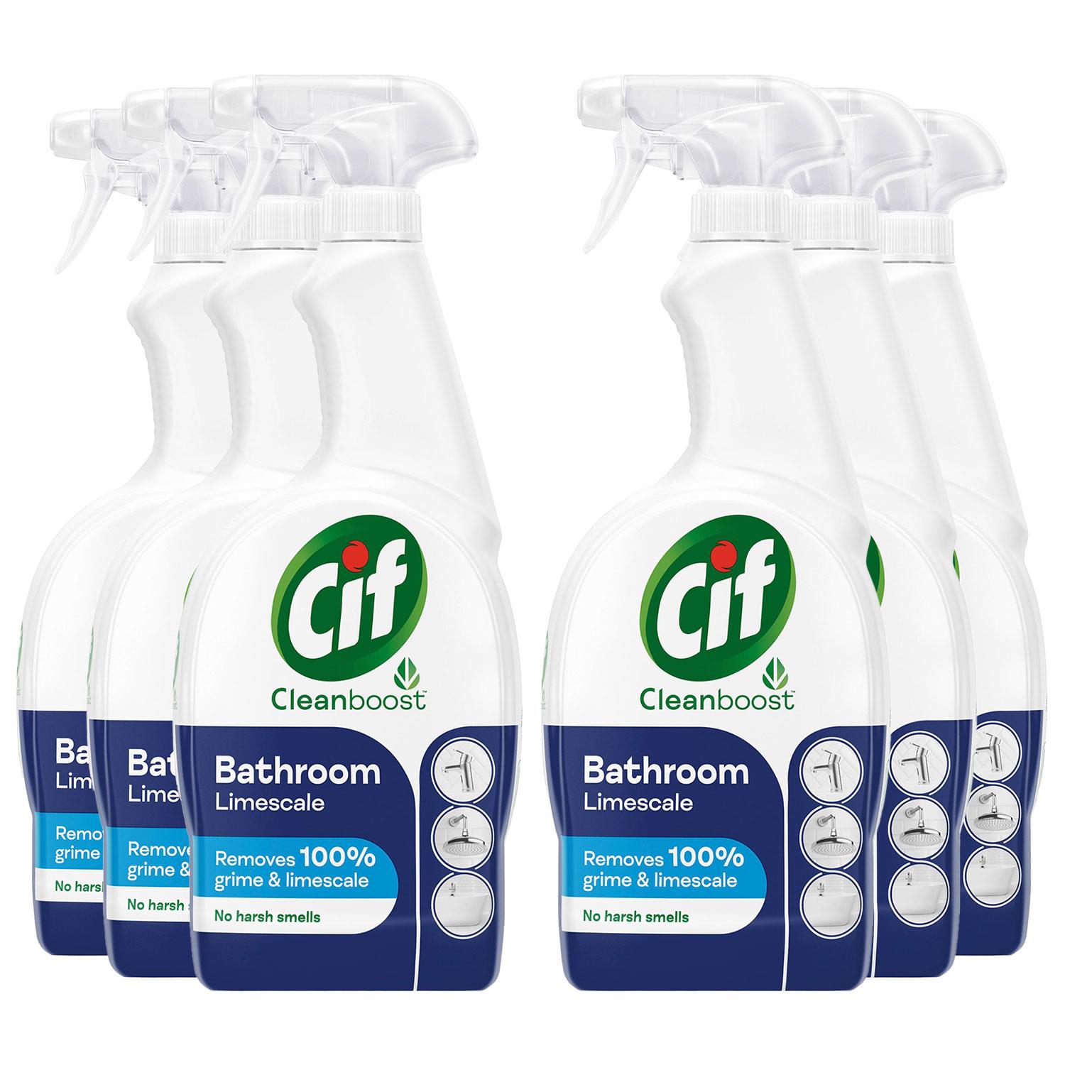 6x700ml Cif Cleanboost Bathroom Spray Removes Limescale w/ 100% Streakfree Shine | Set-of-6