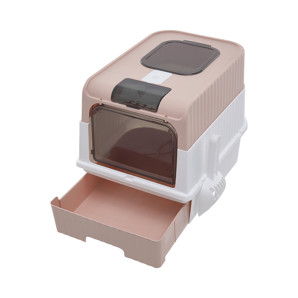Pink Fully Enclosed Cat Litter Box With Uv Sterilization