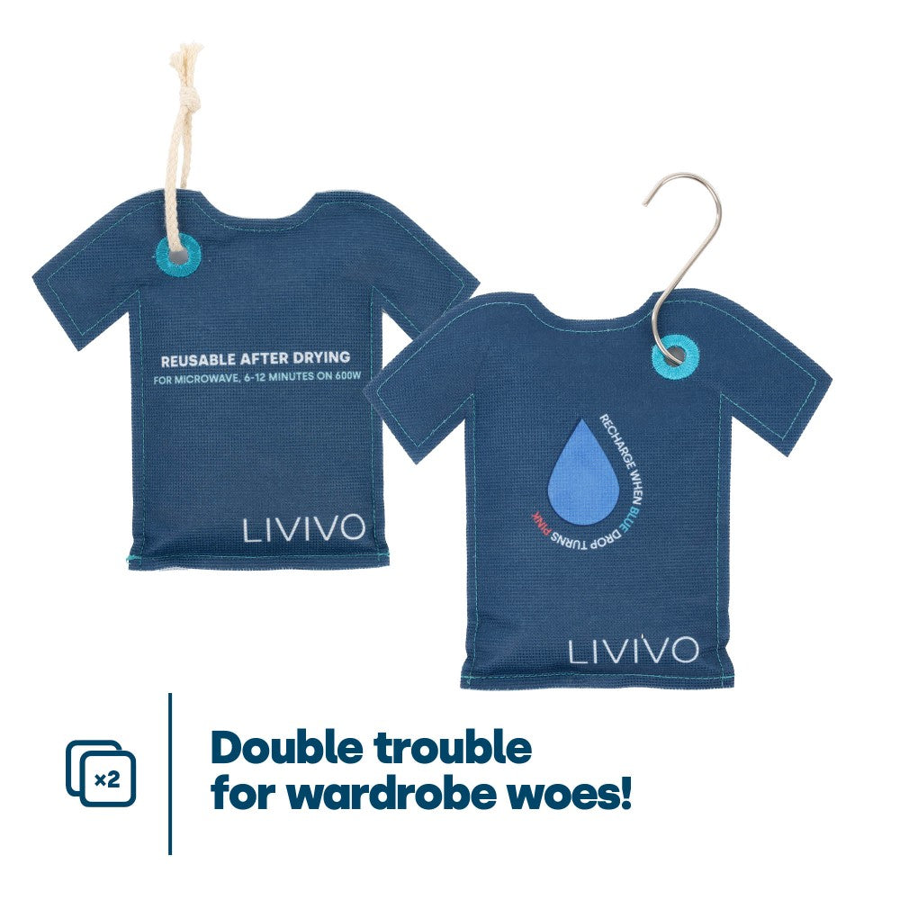 Livivo Hanging Reusable Wardrobe Dehumidifier Bags Pack Of 2
