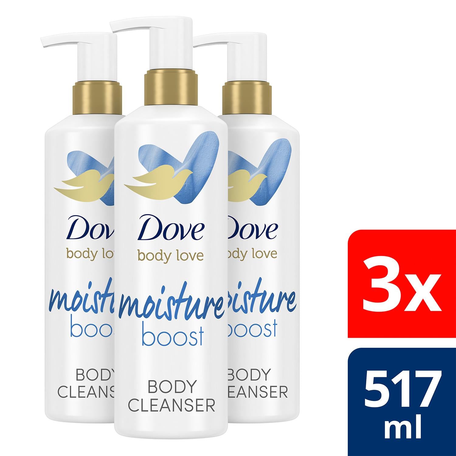 Body Love Moisture Boost Body Cleanser With Hyaluronic Acid, 517ml, 3pk