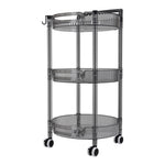 3-tier Multifunction Floor-standing Plastic Round Storage Cart Organizer Rack