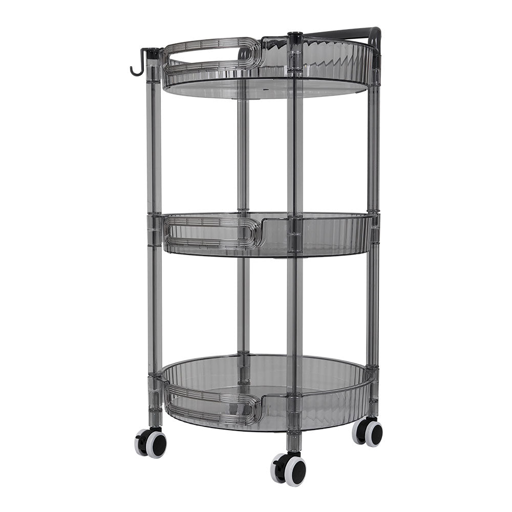 3-tier Multifunction Floor-standing Plastic Round Storage Cart Organizer Rack