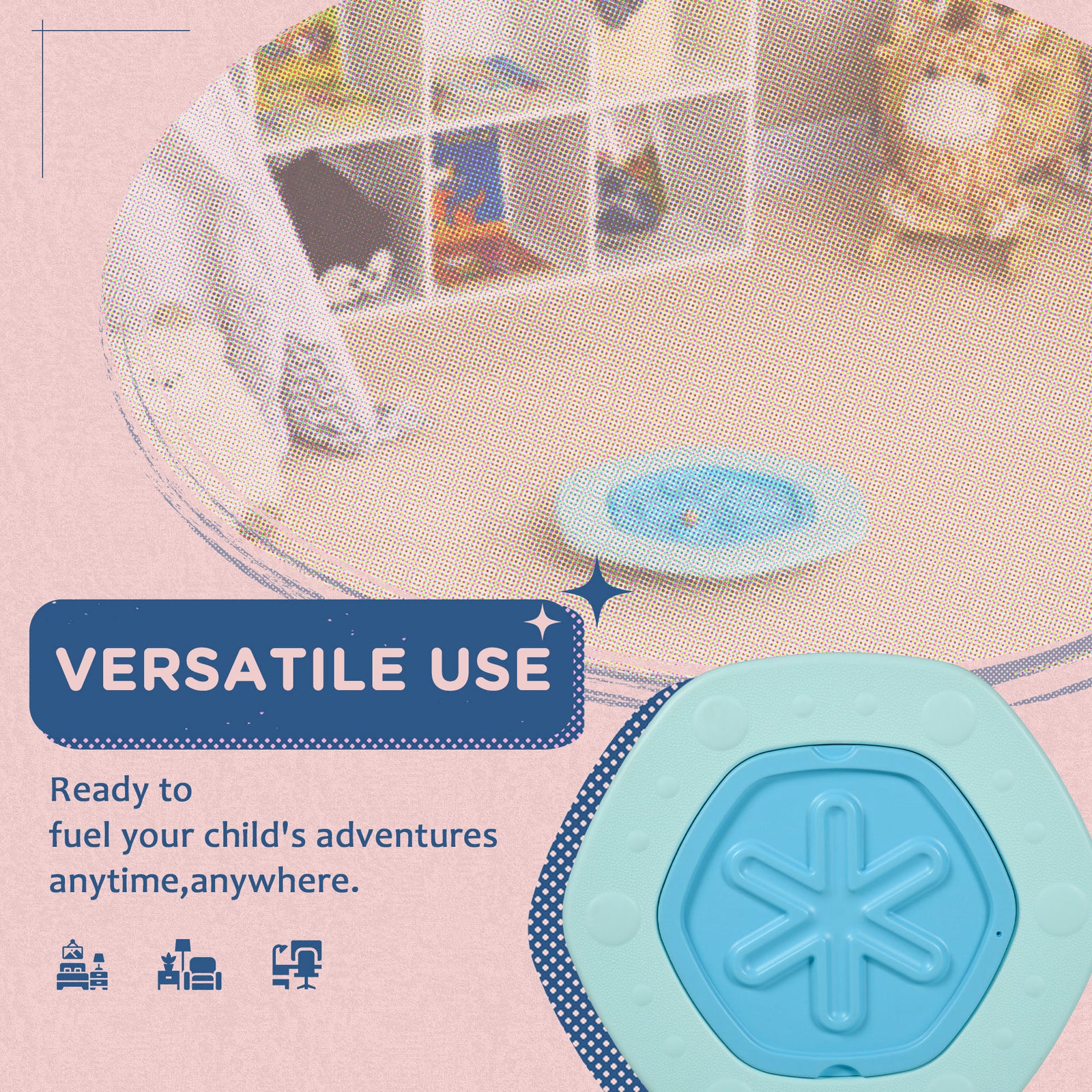 Zonekiz 2 In 1 Balance Board, Kids Wobble Board With Ball - Blue | Blue