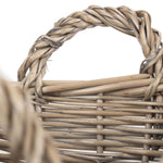 Wicker Antique Wash Finish Handled Unlined Storage Basket | Small | Brown