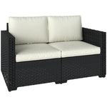 2 Seater Rattan Garden Sofa With Deep Seat, Wide Arms | Black