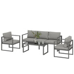 Outsunny Patio Furniture Set Aluminium Frame Dark Grey