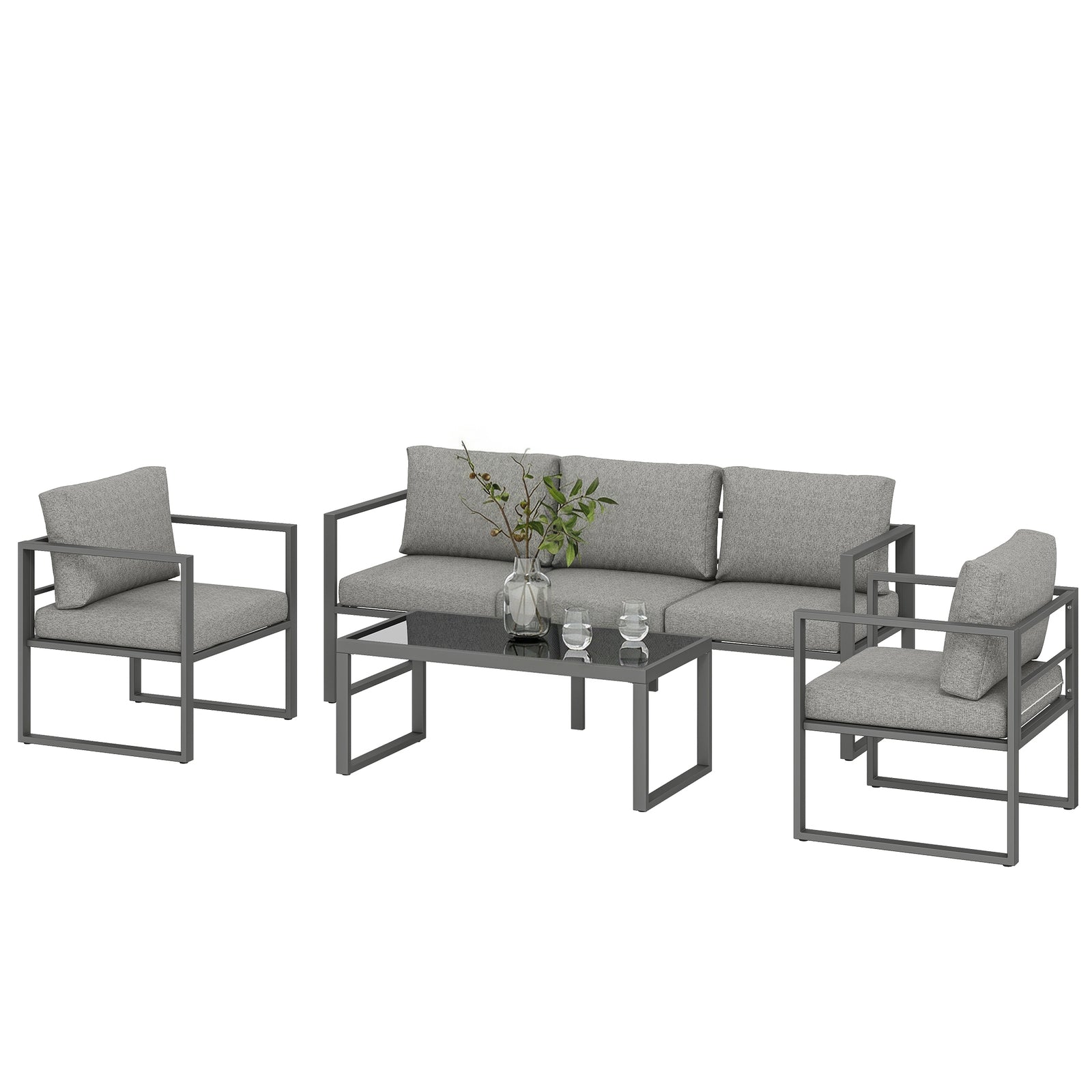 Outsunny Patio Furniture Set Aluminium Frame Dark Grey