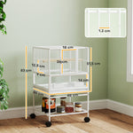 Bird Cage Parrot Cage With Rolling Stand Acrylic Viewing Panels White