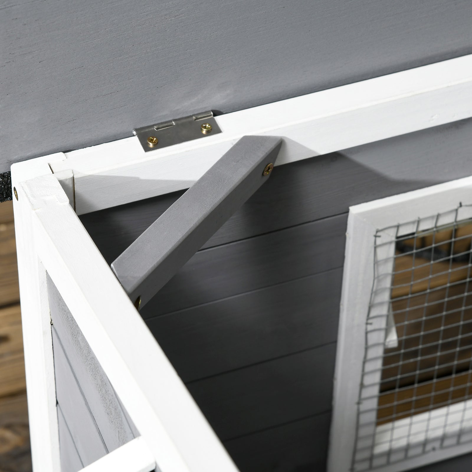 Pawhut Wooden Dog Kennel For Outside 97l X 72w X 65hcm, Grey