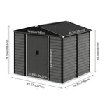 8 X 7 Ft Metal Storage Shed With Foundation, Double Sliding Doors & Vents, Weatherproof Outdoor Tool Shed For Garden Or Backyard