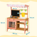 AIYAPLAY Wooden Kids Mud Kitchen With Canopy, Planter Box, Pink