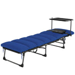 Folding Sun Lounger, Sun Bed With Canopy | Dark Blue