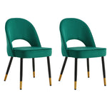 Set Of 2 Dining Chairs Velvet Set Padded Seat Kitchen Chair Home Office | Green