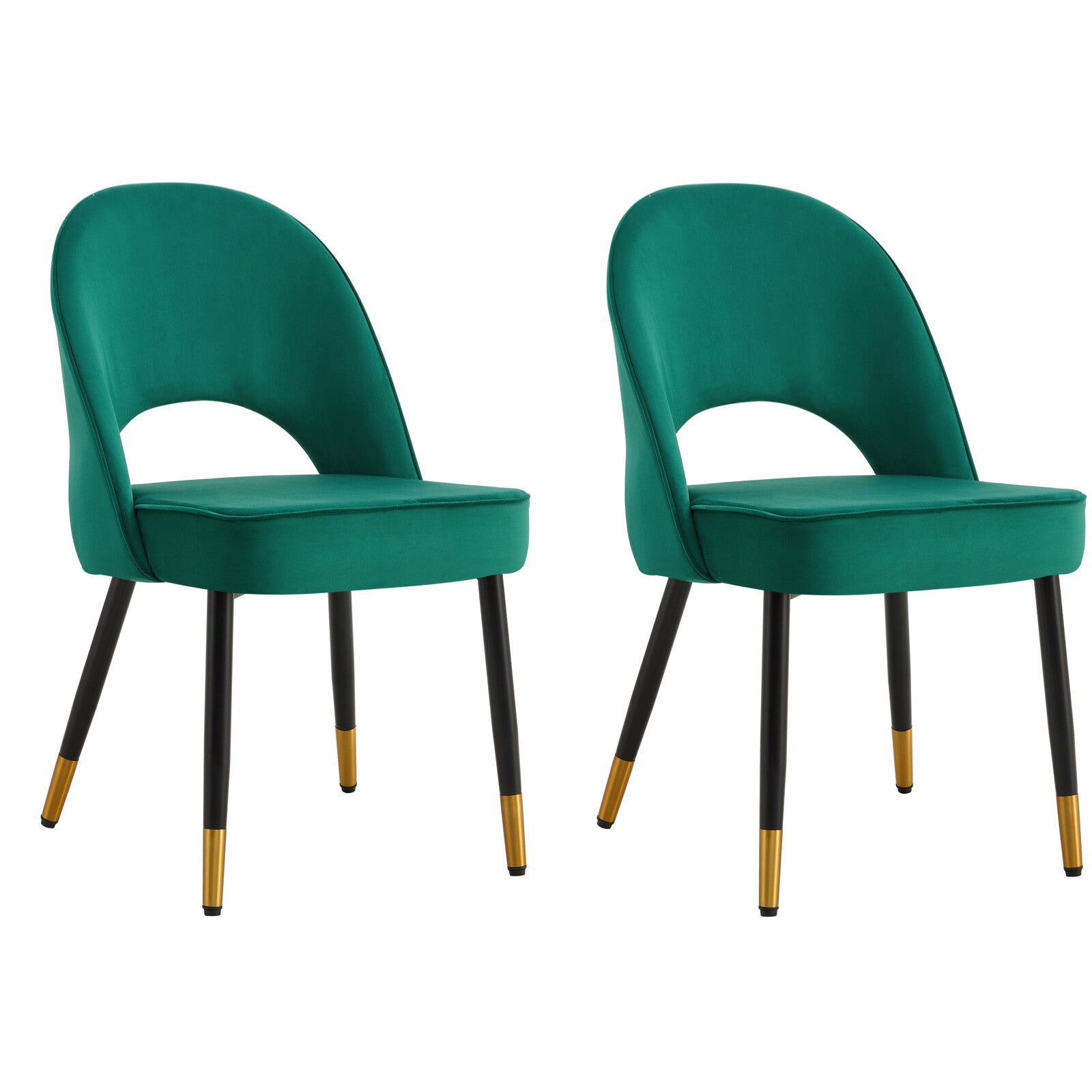 Set Of 2 Dining Chairs Velvet Set Padded Seat Kitchen Chair Home Office | Green