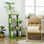142cm Cat Tree Tower W/ Scratching Post, Hammock, Ball, Platforms, Green