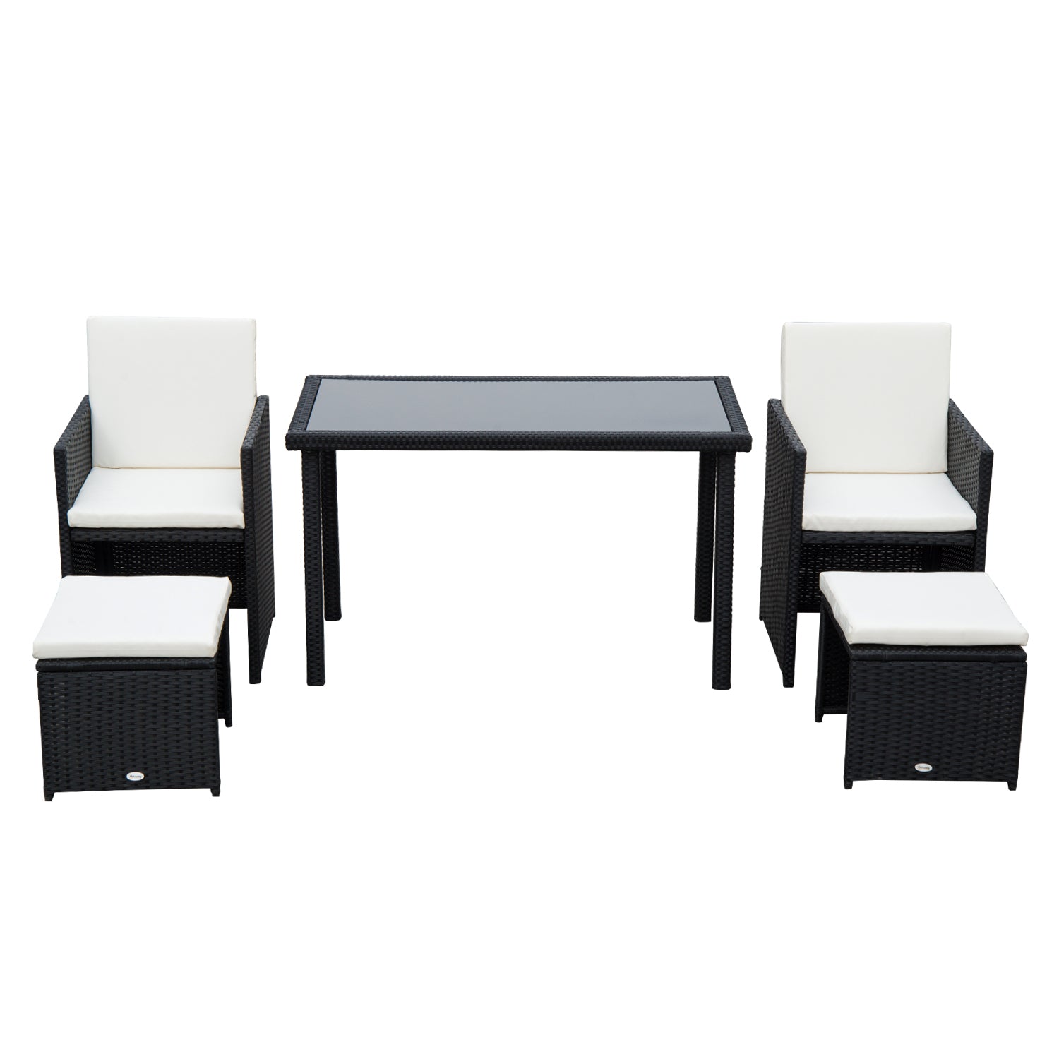 Rattan Garden Furniture Sofa Set W/ Table Chair Footrest | Black
