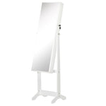 Mirrored Jewellery Cabinet Lockable Jewellery Organiser | One Size | White