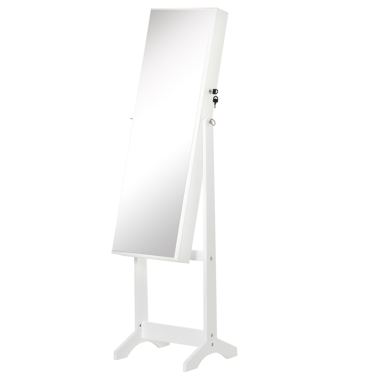 Mirrored Jewellery Cabinet Lockable Jewellery Organiser | One Size | White