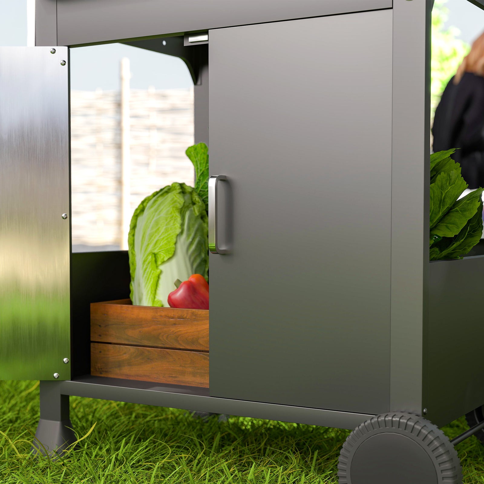 Outsunny 3 Burner Gas Bbq Trolley With Lid