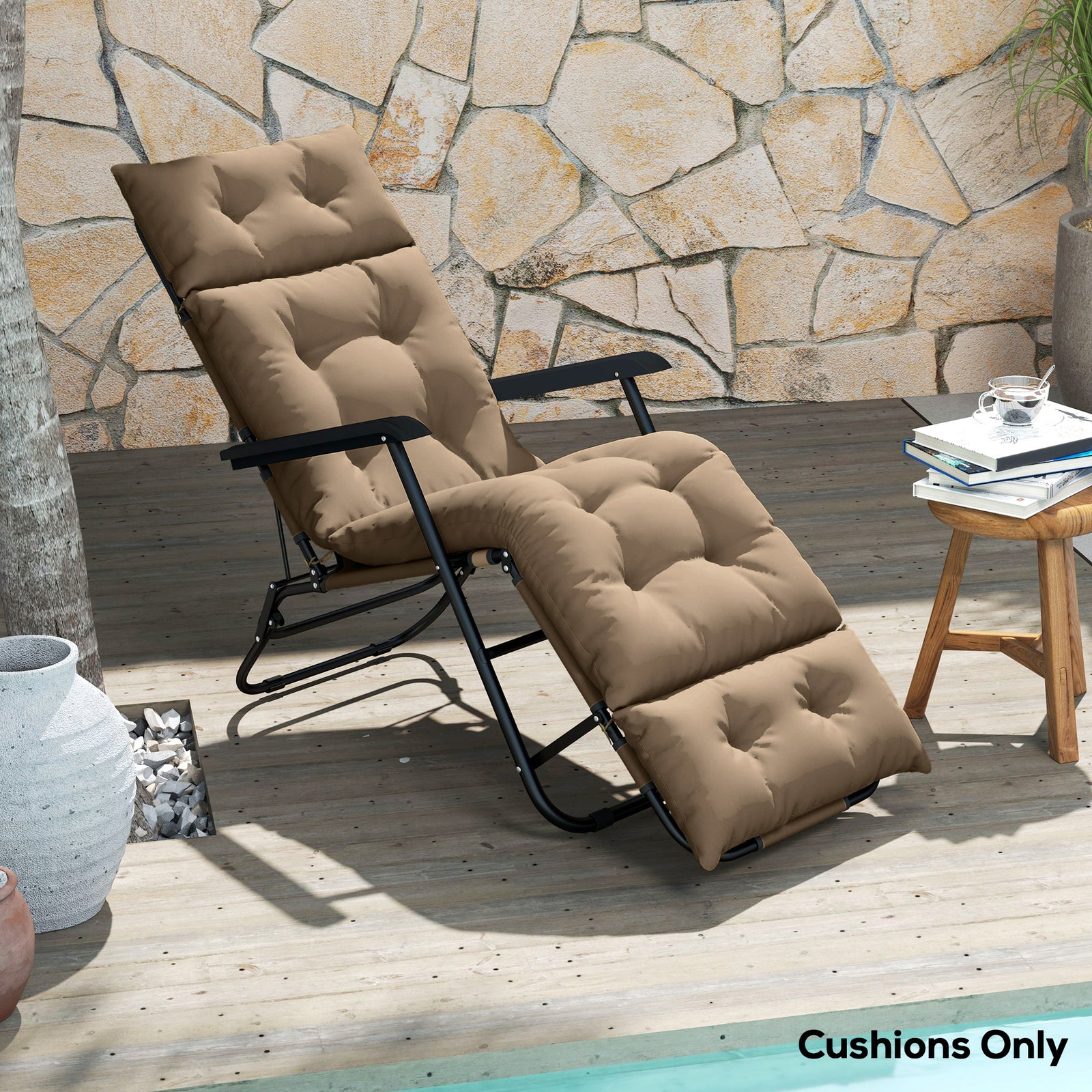 Sun Lounger Cushion Only, Garden Lounge Chair Cushion | Khaki