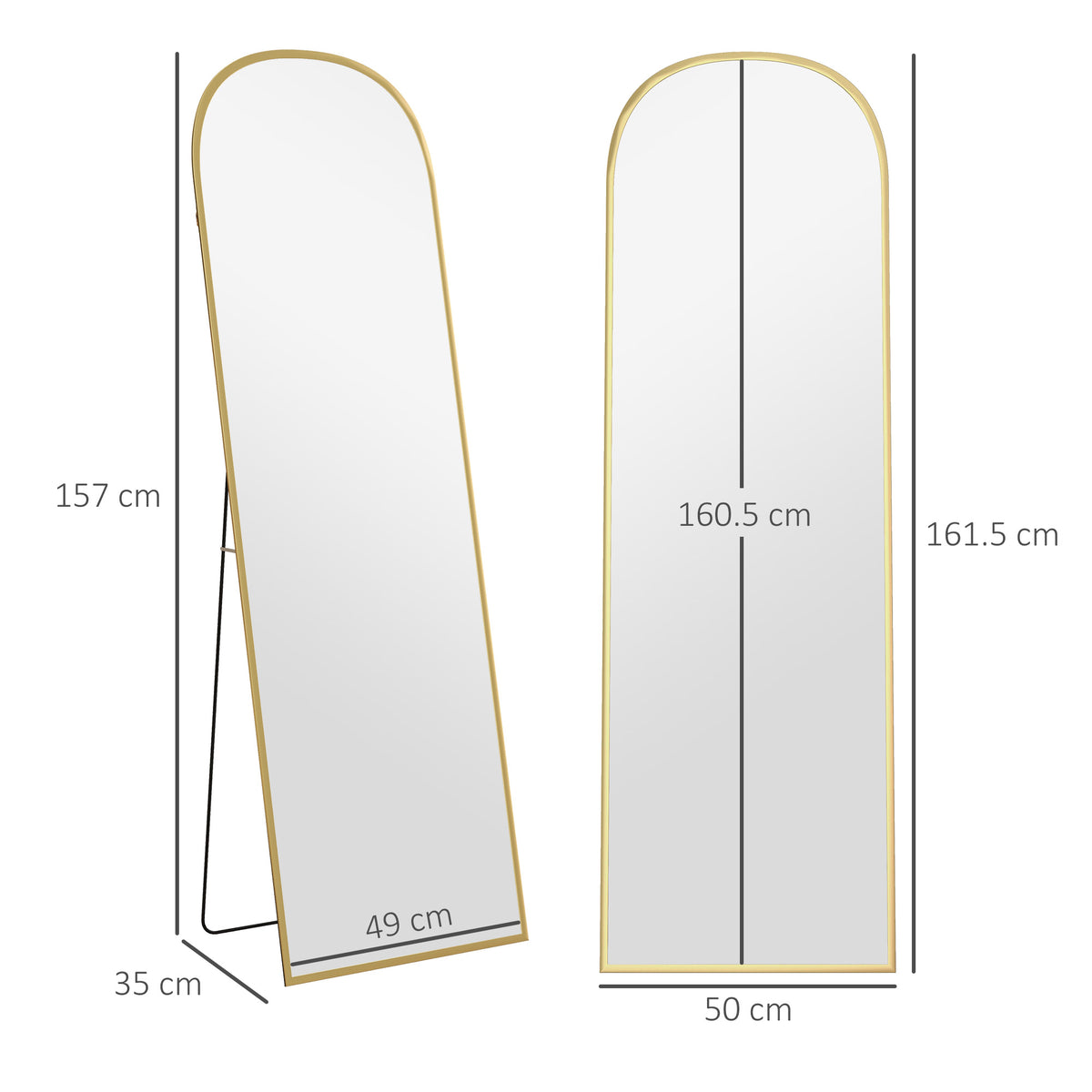 HOMCOM Full Length Mirror, Aluminium Frame Gold