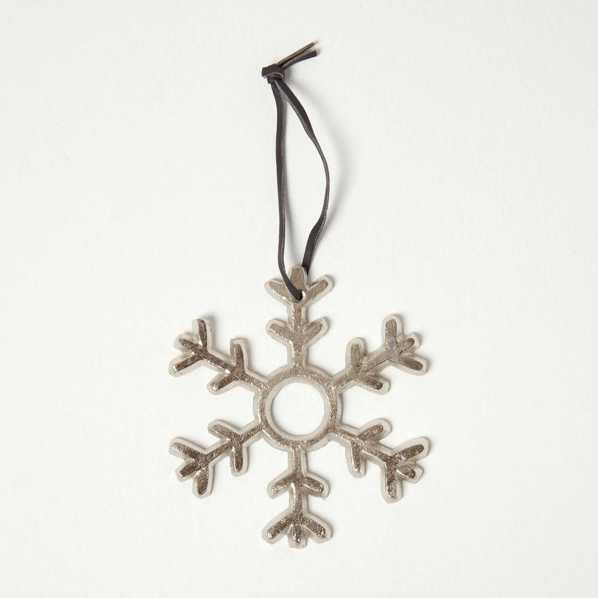 HOMESCAPES Set Of 3 Silver Christmas Ornaments Star Tree Snowflake