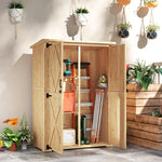 Wooden Tool Storage Cabinet With Double Doors, Natural