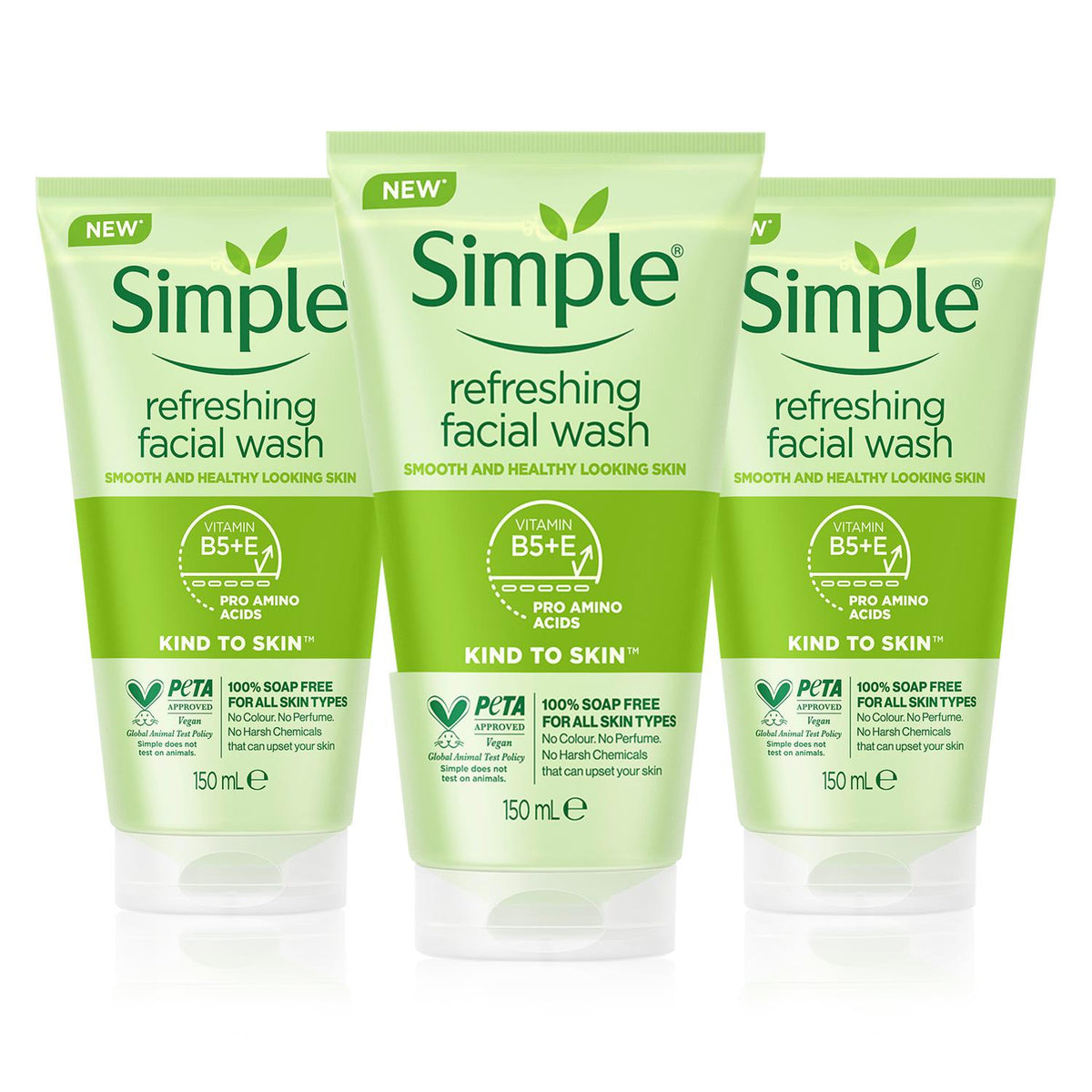 Kind To Skin Facial Wash, 3pk X 150ml | Set of 3 | White