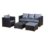 Acorn Rattan 5 Seat Lounge Sofa Set | Black